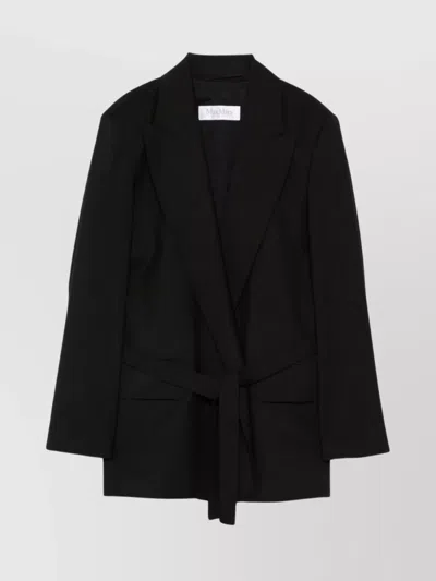 Max Mara Belted Jacket With Flap Pockets And Lapels In Black