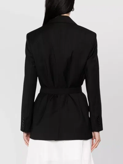 Max Mara Belted Jacket With Flap Pockets And Lapels In Black