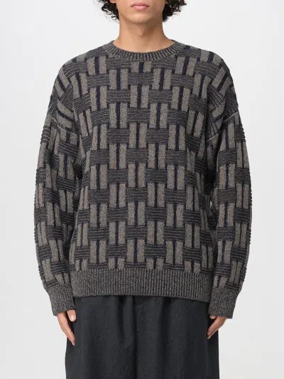 Giorgio Armani Camel Vanisé Links Stitch Wool Sweater In Gray