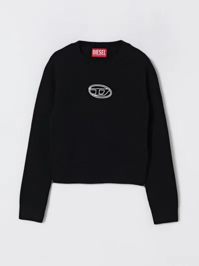 Diesel Viscose Blend Sweater With Logo In Black