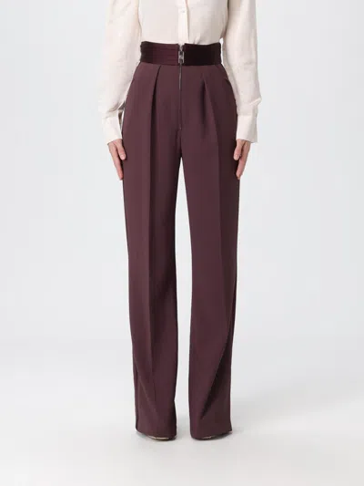 Elisabetta Franchi Lightweight Crepe Trousers In Burgundy