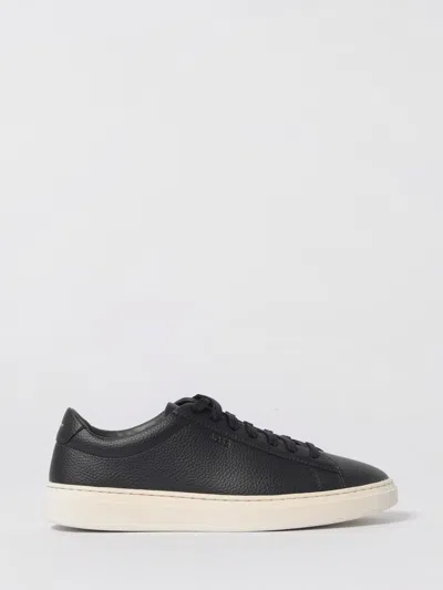 Hugo Boss Faux-leather Trainers With Plain And Grained Textures In Black