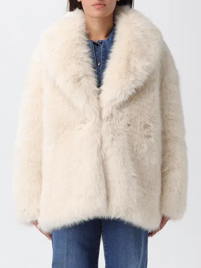 Liu •jo Plush Faux Fur Coat With Voluminous Collar In Animal Print