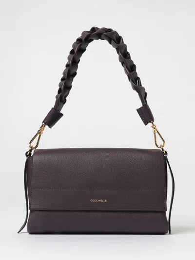 Coccinelle Two-sided Leather Shoulder Bag Boheme Grana Double Small In Purple