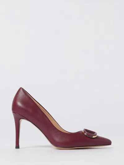 Twinset Twin-set Burgundy Leather Pumps With Pointed Toedetail In Burgundy