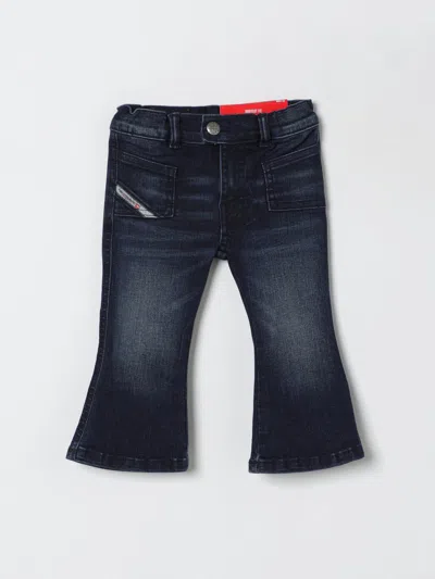 Diesel Denim Jeans For Baby Girl With Logo In Blue