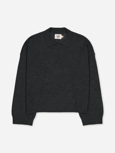 Bobbin & Tricot Cashmere Polo Sweater In Gray