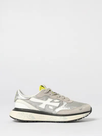 Premiata Suede Sneakers With Rubber Sole And Mesh In Gray