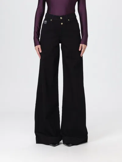 Versace Jeans Couture Flare Fit Beaded Embroidered Trousers In Black