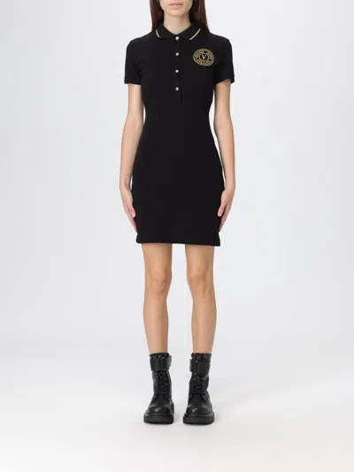 Versace Jeans Couture Women's Emblem Polo T-shirt Dress In Black