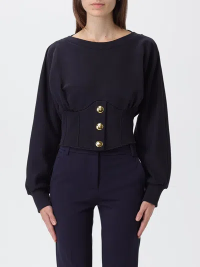 Pinko Sweat-shirt Bustier À Boutons In Blue
