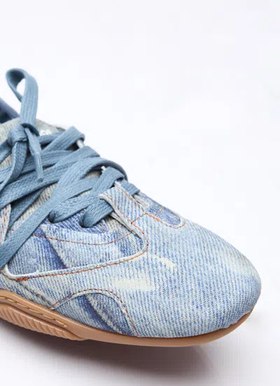 Acne Studios Bilaria Paneled Logo-print Denim Ballet Flats In Blue