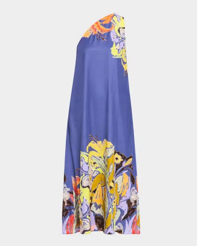 Marie Oliver Jae Asymmetric Floral Dress In Waterlily