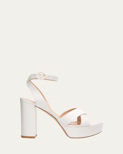 Gianvito Rossi Sabrina Satin Crisscross Ankle-strap Platform Sandals In Multi