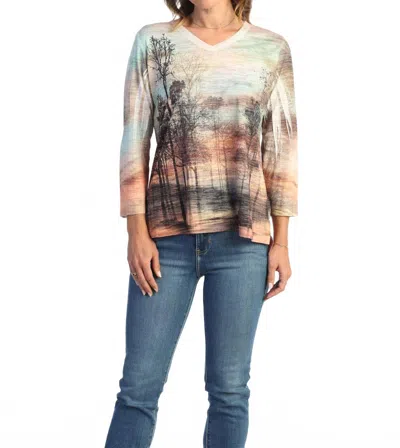 Jess & Jane Sunset Burnout High Low Top In Multi In Multi