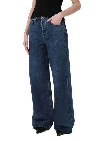 Agolde Dame High Rise Wide Leg No Cuff Jean In Enamour In Blue