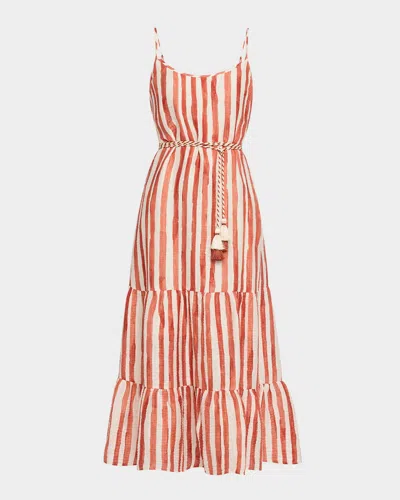 Marie Oliver Kinley Striped Midi Dress In Tierra In Multi