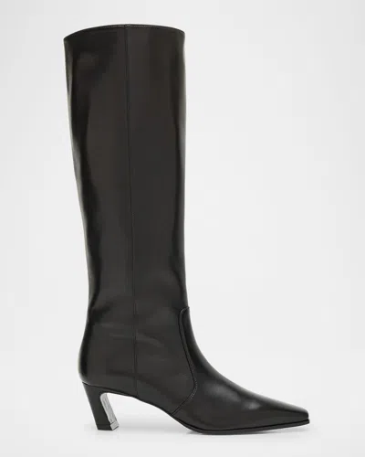 Stuart Weitzman Knee-high Ankle Boots With Pointed Toe In Black