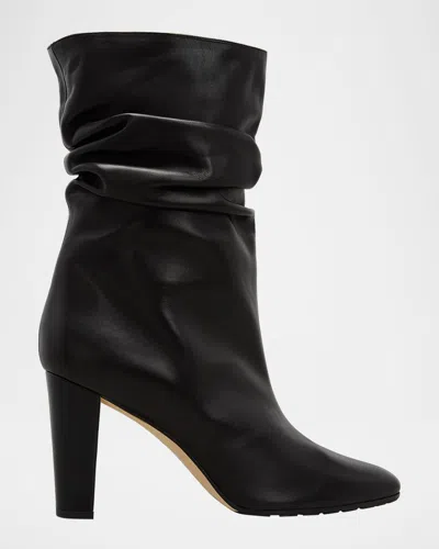 Manolo Blahnik Calasso Napa Slouchy Mid Booties In Black