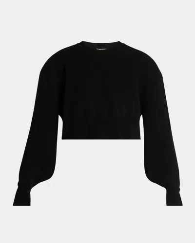 Tom Ford Sculptural Double Face Virgin Wool Blend Crop Sweater In Black