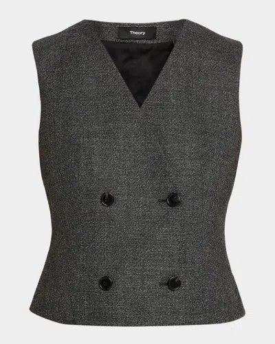 Theory Shrunken Wool Suiting Vest In Black