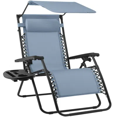 Best Choice Products Folding Zero Gravity Recliner Patio Lounge Chair W/ Canopy Shade, Headrest, Tray