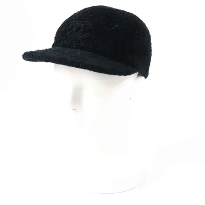 Pre-owned Chanel Coco Mark Tweed Cap Black M
