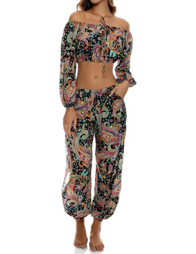 Luli Fama Gypsy Off The Shoulder Crop Top In Multi In Multi