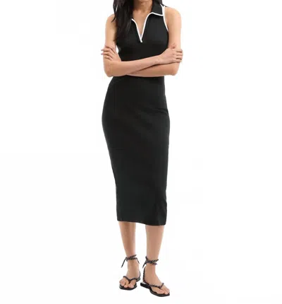 Veronica Beard Darien Ribbed Stretch-pima Cotton Midi Dress In Black