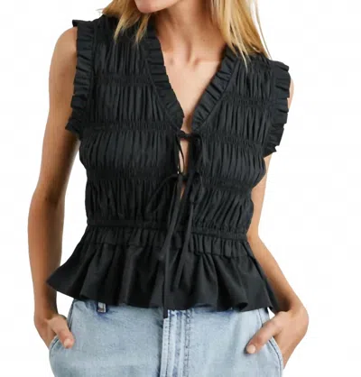 Rails Martine Shirred Peplum Blouse In Black