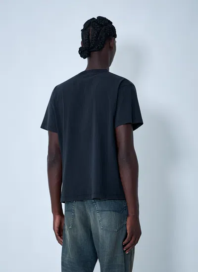 Balenciaga Men Black Crewneck T-shirt With Logo Print On The Front In Cotton Man In Blue