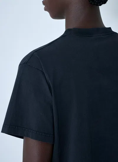 Balenciaga Men Black Crewneck T-shirt With Logo Print On The Front In Cotton Man In Blue