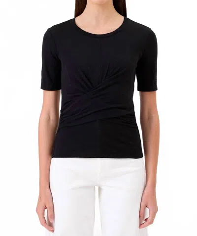 Goldie Aalyssa S/s Front Wrap Tee In Black In Black