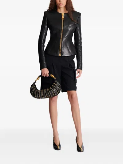 Balmain Tailored Lambskin Jacket Zipper In Black