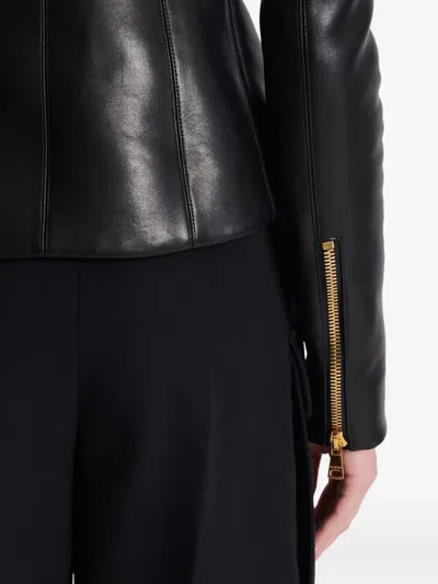 Balmain Tailored Lambskin Jacket Zipper In Black