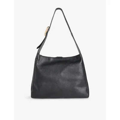 Whistles Mabel Buckle Detail Leather Tote Bag In Black