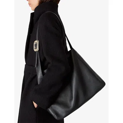 Whistles Mabel Buckle Detail Leather Tote Bag In Black