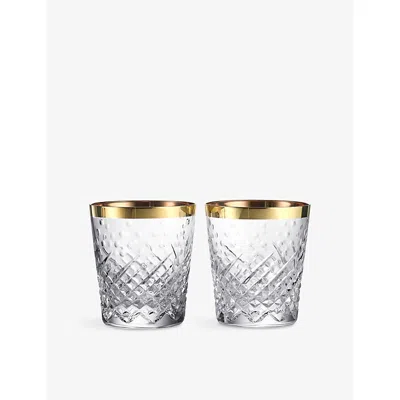 Waterford Celebrations Gilded Gold Crystal Glass Tumblers Set Of Two In Transparent