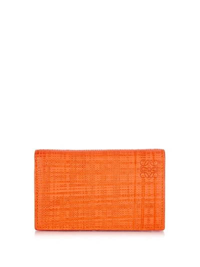 Loewe Textured-leather Business Cardholder In Orange