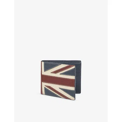 Aspinal Of London Mens Brit Union Jack Billfold Leather Wallet In Multi