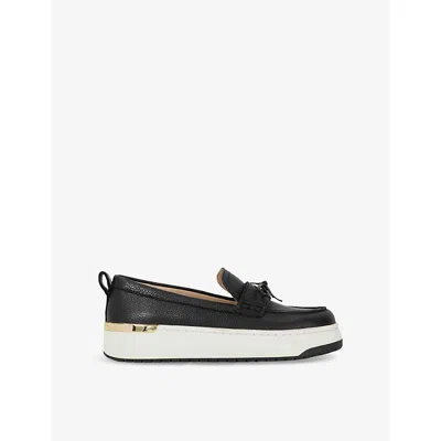 Dune Womens Black Leather Glide Flatform Casual Leather Loafers Eur 41 / 8 Uk In Black