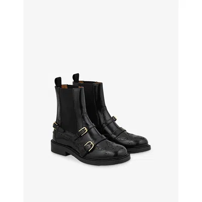 Sandro Leather Buckled Chelsea Boots In Multi