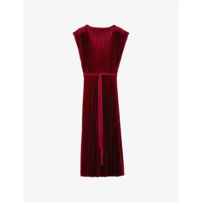 Joseph Volta Sleeveless Pleated Midi Dress In Red