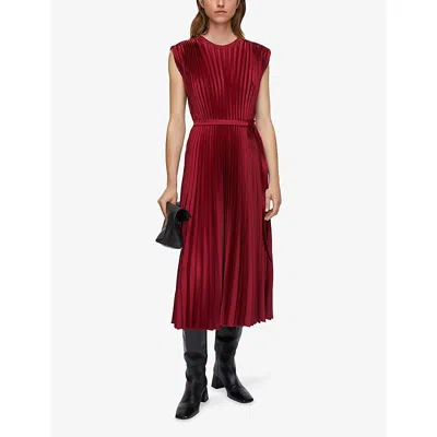 Joseph Volta Sleeveless Pleated Midi Dress In Red