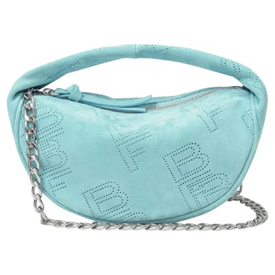 By Far Sky Blue Leather Mini Curved Rectangular Bag In Blue