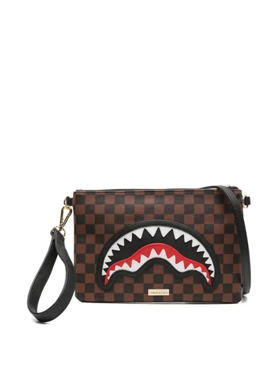 Sprayground Sharks In Paris Clutch Bag In Brown