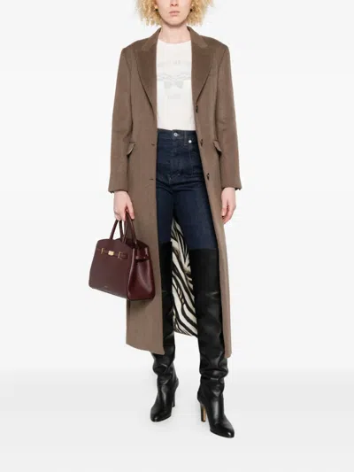 Eraldo Single-breasted Coat In Brown