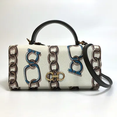 Pre-owned Ferragamo Leather Handbag Shoulder Bag () In White