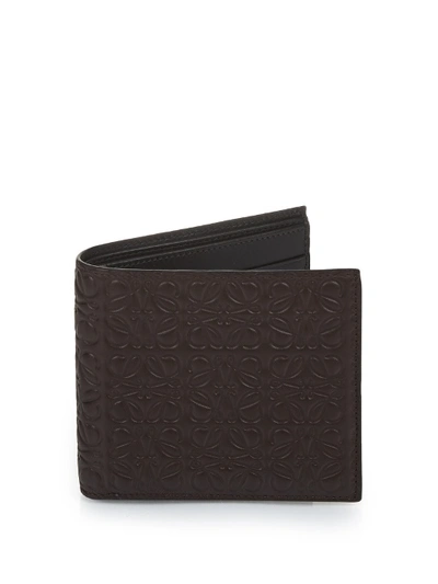Loewe Logo-debossed Leather Bi-fold Wallet In Brown