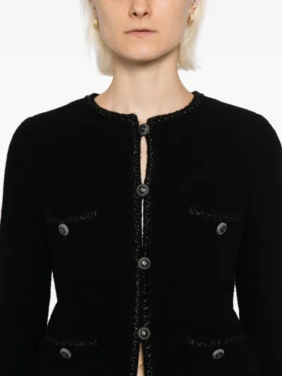 Pre-owned Chanel 2008 Single-breasted Collarless Jacket In Black